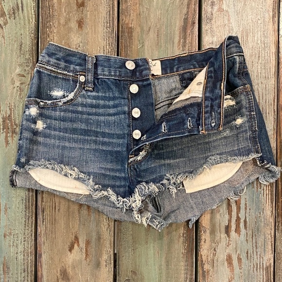 Abercrombie & Fitch Pants - Abercrombie 00 Festival Shorts Denim Distressed High Rise Button Fly Shortie